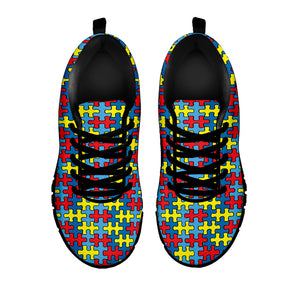 Autism Awareness Puzzle Print Black Sneakers