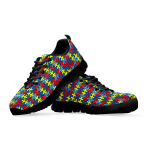 Autism Awareness Puzzle Print Black Sneakers