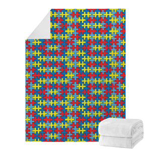 Autism Awareness Puzzle Print Blanket