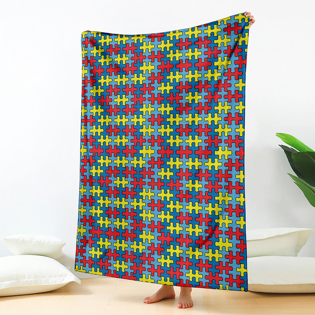 Autism Awareness Puzzle Print Blanket