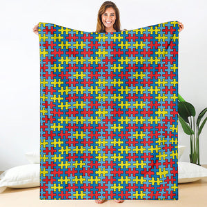 Autism Awareness Puzzle Print Blanket