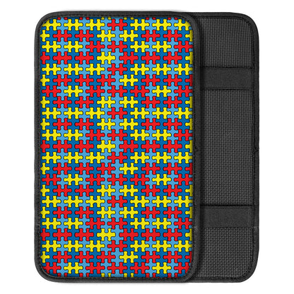 Autism Awareness Puzzle Print Car Center Console Cover