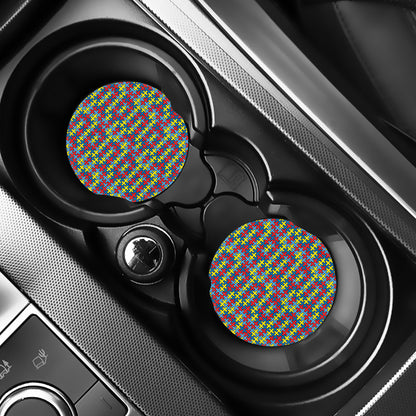 Autism Awareness Puzzle Print Car Coasters
