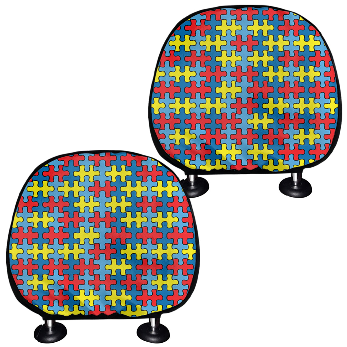 Autism Awareness Puzzle Print Car Headrest Covers