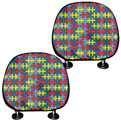 Autism Awareness Puzzle Print Car Headrest Covers
