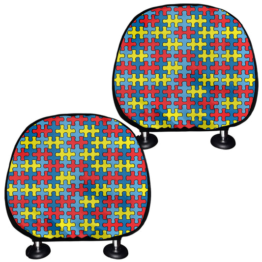 Autism Awareness Puzzle Print Car Headrest Covers