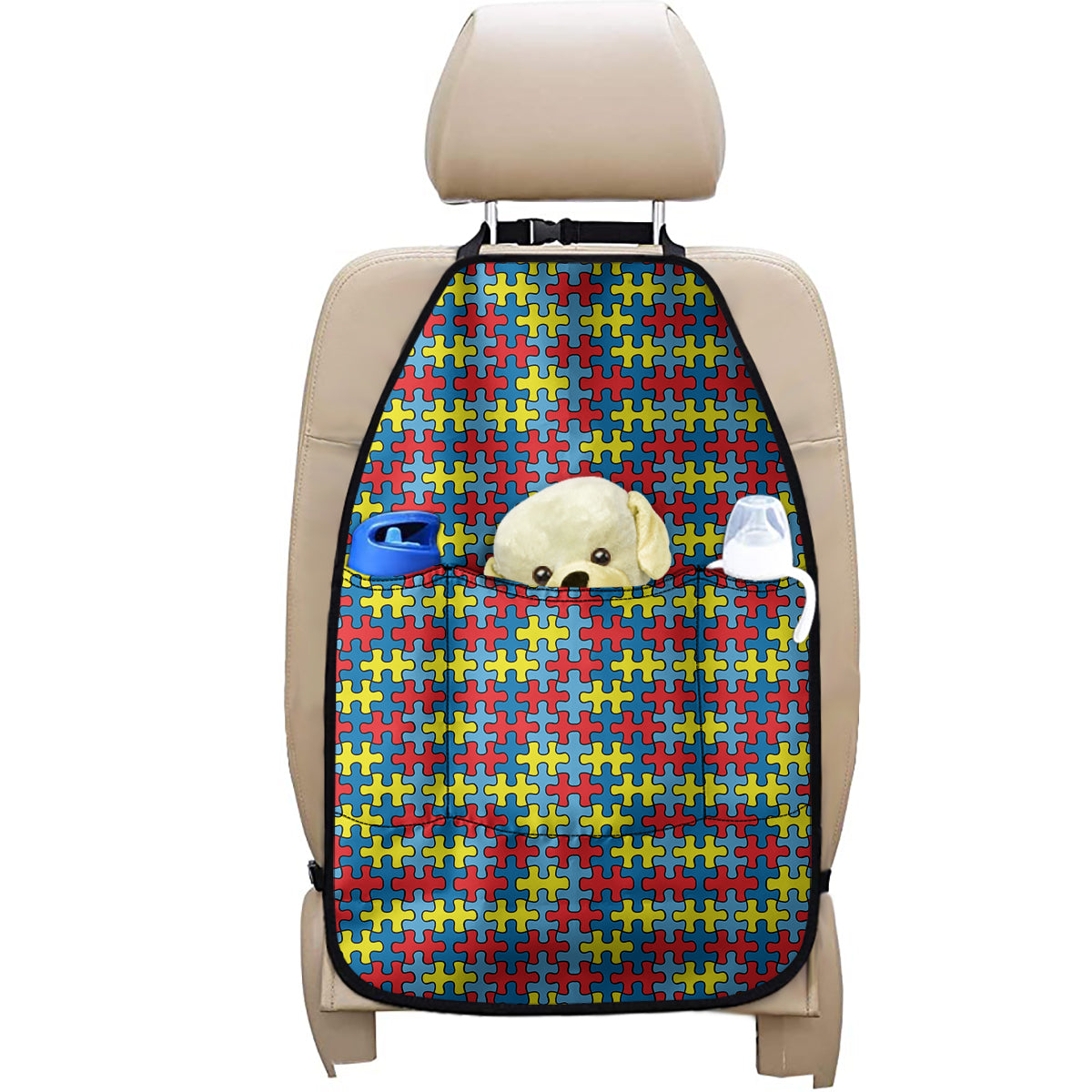Autism Awareness Puzzle Print Car Seat Organizers