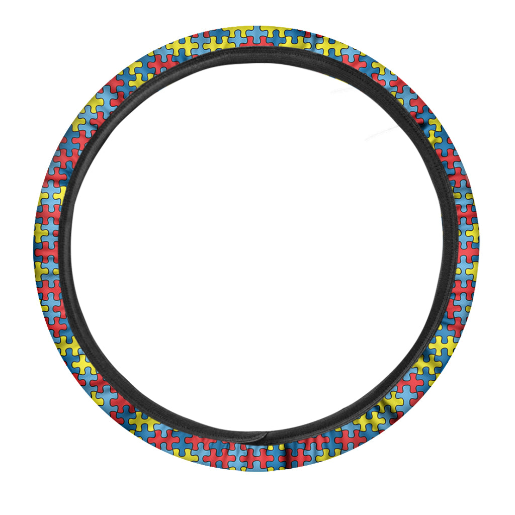 Autism Awareness Puzzle Print Car Steering Wheel Cover