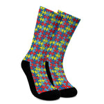 Autism Awareness Puzzle Print Crew Socks