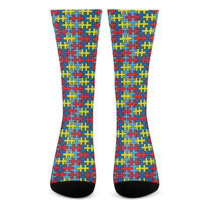 Autism Awareness Puzzle Print Crew Socks