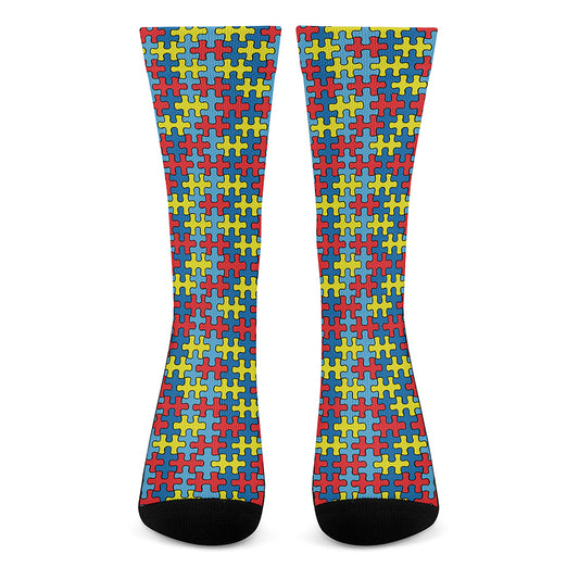 Autism Awareness Puzzle Print Crew Socks
