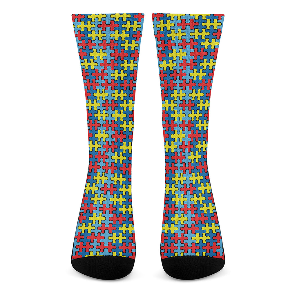 Autism Awareness Puzzle Print Crew Socks