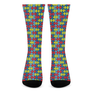 Autism Awareness Puzzle Print Crew Socks