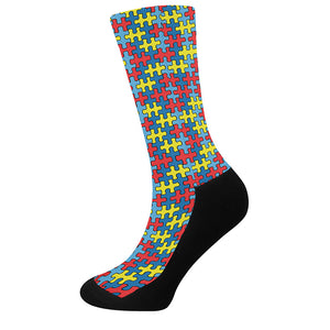 Autism Awareness Puzzle Print Crew Socks