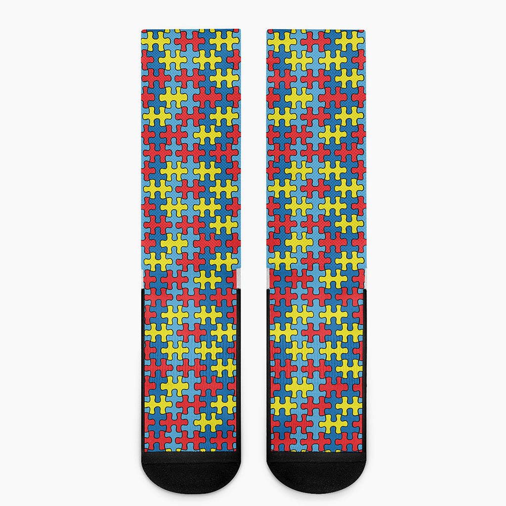 Autism Awareness Puzzle Print Crew Socks