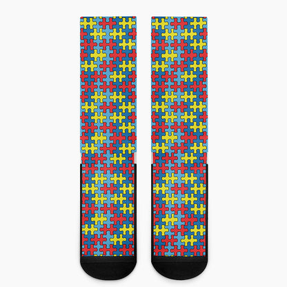 Autism Awareness Puzzle Print Crew Socks