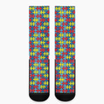 Autism Awareness Puzzle Print Crew Socks