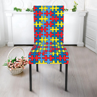 Autism Awareness Puzzle Print Dining Chair Slipcover