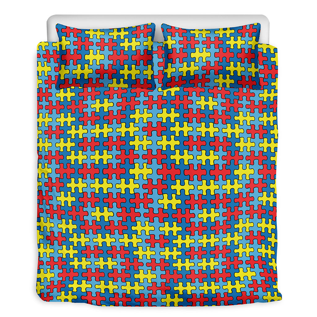 Autism Awareness Puzzle Print Duvet Cover Bedding Set