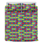 Autism Awareness Puzzle Print Duvet Cover Bedding Set