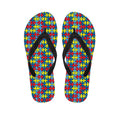 Autism Awareness Puzzle Print Flip Flops