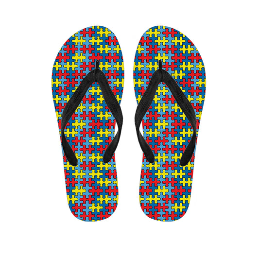 Autism Awareness Puzzle Print Flip Flops