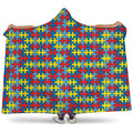 Autism Awareness Puzzle Print Hooded Blanket