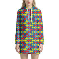 Autism Awareness Puzzle Print Pullover Hoodie Dress
