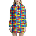 Autism Awareness Puzzle Print Hoodie Dress