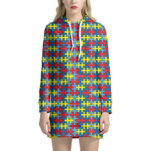 Autism Awareness Puzzle Print Hoodie Dress