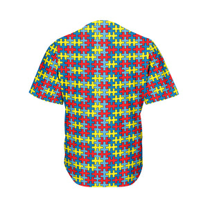 Autism Awareness Puzzle Print Men's Baseball Jersey