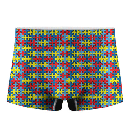 Autism Awareness Puzzle Print Men's Boxer Briefs