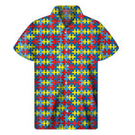Autism Awareness Puzzle Print Men's Short Sleeve Shirt