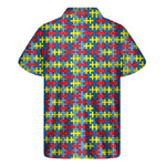 Autism Awareness Puzzle Print Men's Short Sleeve Shirt