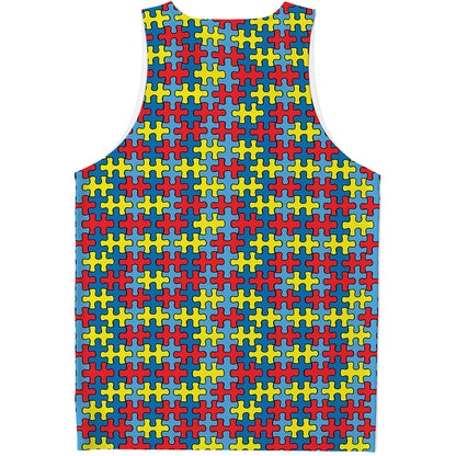 Autism Awareness Puzzle Print Men's Tank Top