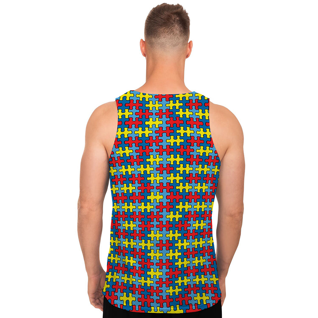 Autism Awareness Puzzle Print Men's Tank Top