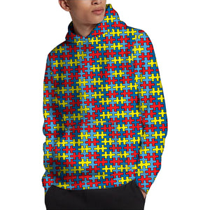 Autism Awareness Puzzle Print Pullover Hoodie