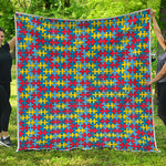 Autism Awareness Puzzle Print Quilt