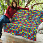 Autism Awareness Puzzle Print Quilt