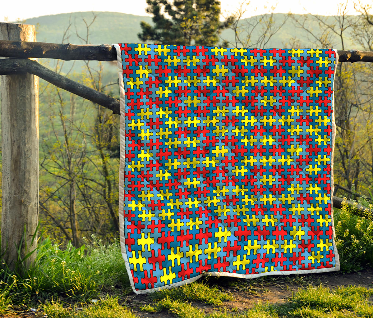 Autism Awareness Puzzle Print Quilt