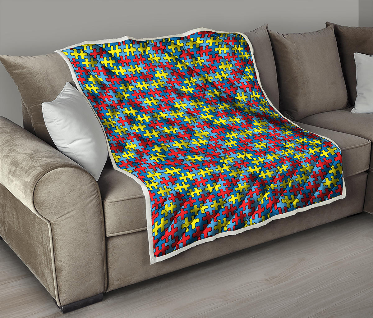 Autism Awareness Puzzle Print Quilt