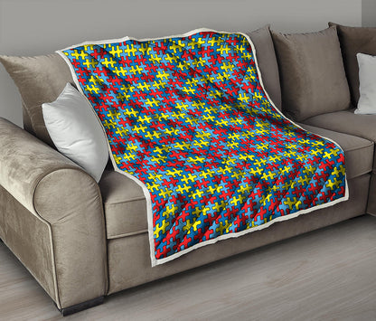 Autism Awareness Puzzle Print Quilt
