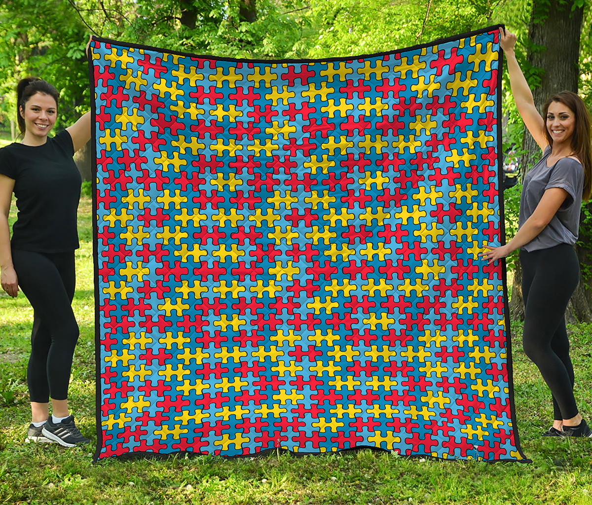 Autism Awareness Puzzle Print Quilt