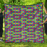 Autism Awareness Puzzle Print Quilt