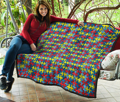 Autism Awareness Puzzle Print Quilt