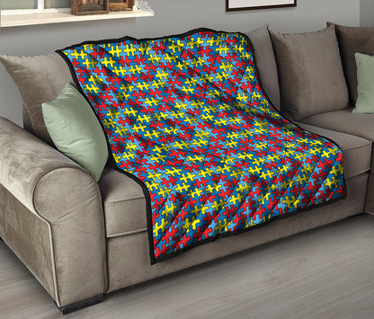 Autism Awareness Puzzle Print Quilt