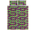 Autism Awareness Puzzle Print Quilt Bed Set