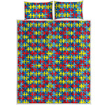 Autism Awareness Puzzle Print Quilt Bed Set