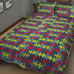 Autism Awareness Puzzle Print Quilt Bed Set