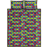 Autism Awareness Puzzle Print Quilt Bed Set